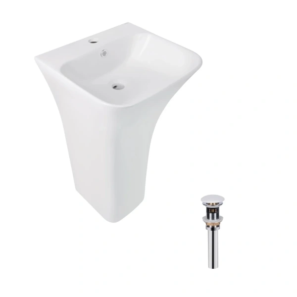 Комплект Qtap Crow: Раковина напольна моноблок 445x420x840 мм White + Донний клапан PU02O