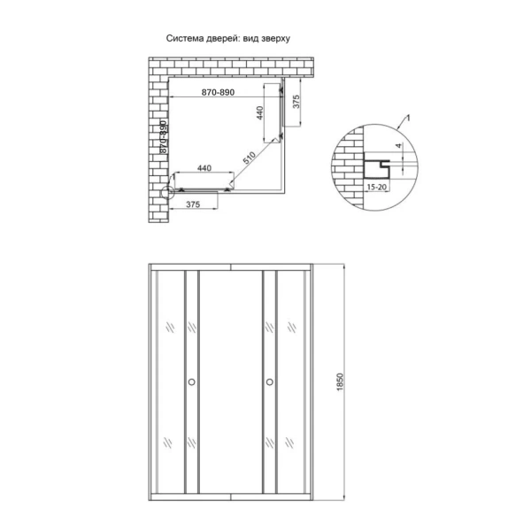 Фото Душова кабіна Lidz Wawel SC90x90.SAT.LOW.DGR, скло темне тоноване 4 мм без піддона