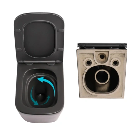 Комплект Qtap Tern Anthracite 3 в 1: підвісний унітаз Ultra Quiet + біде підвісне + раковина накладна