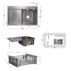 Фото Кухонна мийка з нержавіючої сталі Lidz 78*49L крило ліворуч 3,0/1,0 мм Brushed Steel + Кошик Lidz