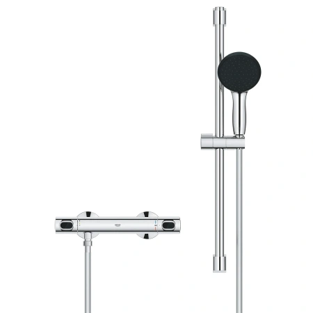 Фото Набір змішувачів Grohe Quickfix термостат для душу з душовим гарнітуром Precision Flow THM та змішувач для раковини StartEdge S-Size