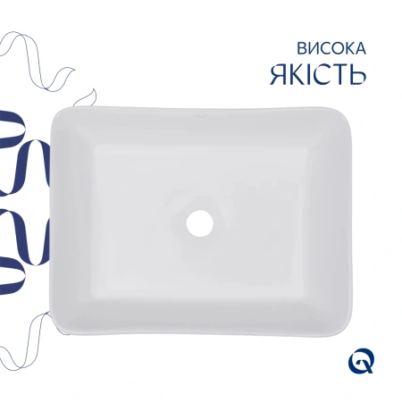 Раковина накладна прамокутна Qtap Tern 480х370х135 мм + Донний клапан