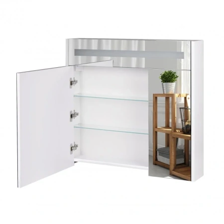 Дзеркальна шафа підвісна Qtap Robin 800х730х145 White з LED-підсвічуванням