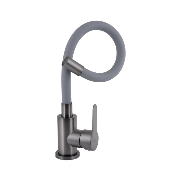 Фото Змішувач для кухні Pure 015F3, Graphite/Grey (k35) з гнучким виливом BRIPUR015F3GRG Brinex