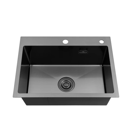 Фото Комплект кухонна мийка Kroner Schwarze-5843HM PVD + змішувач Edelstahl Klassisch-SCH035PVD + дозатор Spender-026