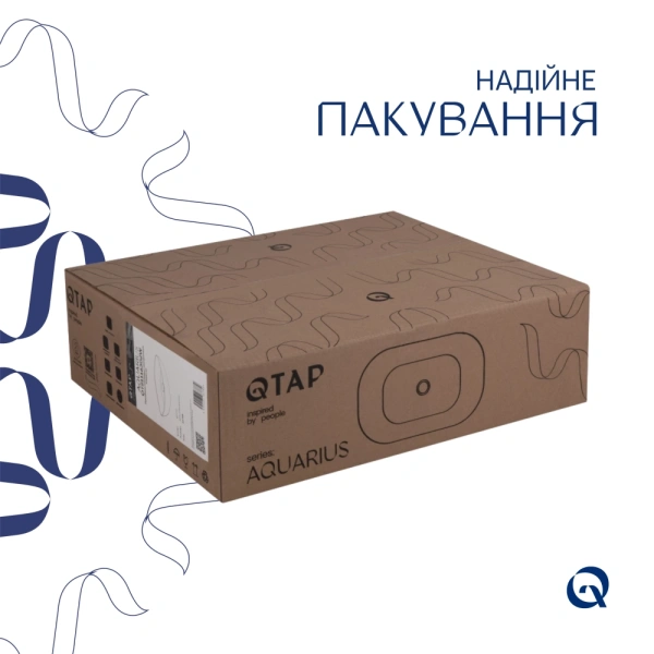 Раковина накладна прамокутна Qtap Aquarius 470x380x120 + Донний клапан