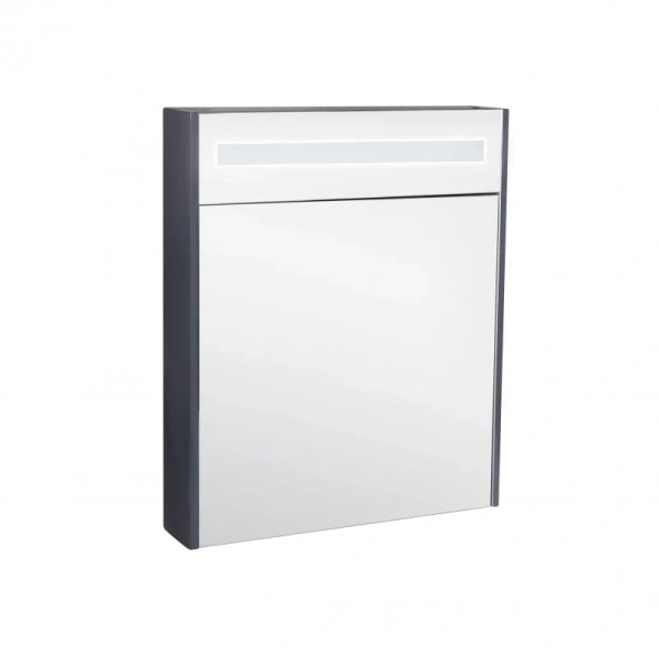 Дзеркальна шафа підвісна Qtap Robin 600х730х145 Graphite з LED-підсвічуванням