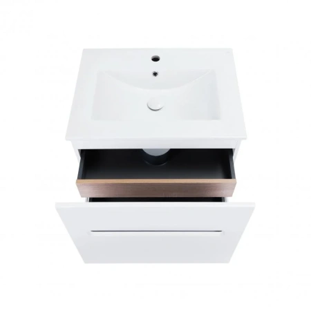 Комплект Qtap Virgo 600х580х437 White/Whitish oak підвісна тумба + раковина врізна