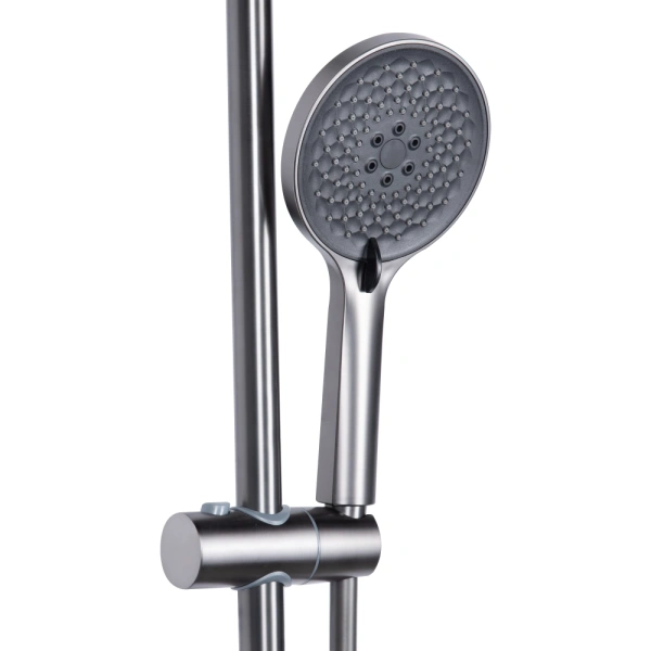 Душова система з виливом у кольорі збройна сталь телескопічна Qtap Vlasta