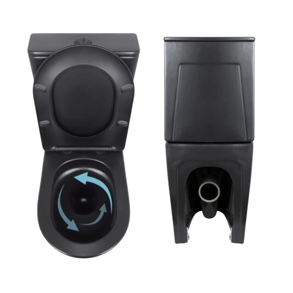 Комплект 2 в 1: підлоговий унітаз Qtap Scorpio Matt Black + набір гігієнічного душу Lidz Aria Black