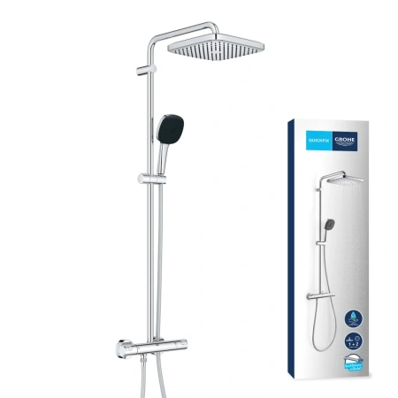 Фото Набір змішувачів 2 в 1 для ванної кімнати Grohe QuickFix Vitalio Comfort Cube зі змішувачем для раковини Dice (UA203101TM)