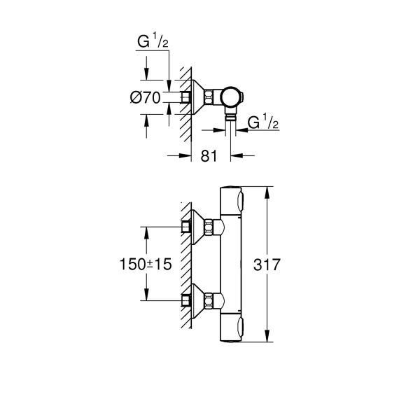 Фото Змішувач термостатичний для душу Grohe QuickFix Precision Flow