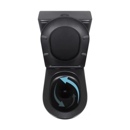 Унітаз підлоговий Qtap Robin Ultra Quiet безобідковий з сидінням Soft-close MATT BLACK