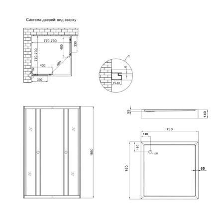 Фото Душова кабіна Lidz Wawel SC80x80.SAT.LOW.GR, скло тоноване 4 мм + душовий піддон Lidz ST80x80х14