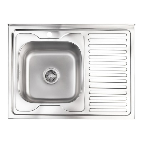 Кухонна мийка Lidz 6080-L Satin 0,8 мм