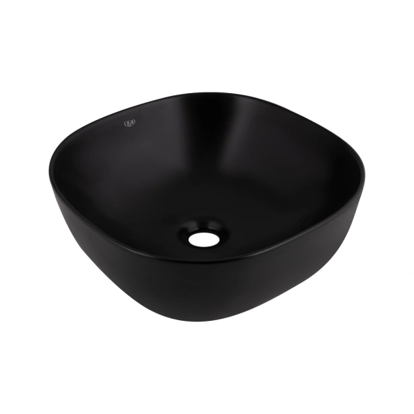 Раковина накладна квадратна у чорному кольорі 400x400x140 мм, Qtap Kolibri(46759)