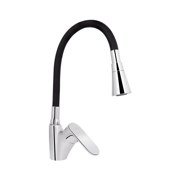 Змішувач для кухні Lidz Tani 007F3 з гнучким виливом (k40) Chrome/Black