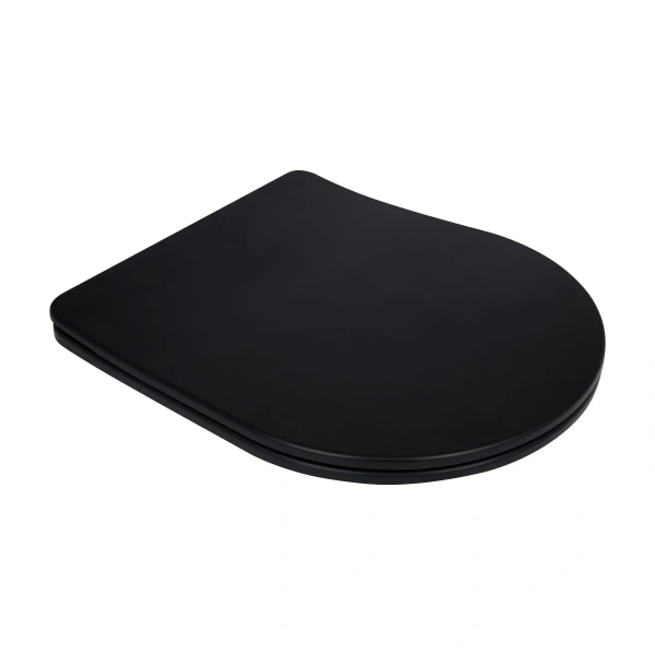 Сидіння для унітаза Qtap (Robin 490) 425x363x50 мм, Matt Black, з мікроліфтом Slim Duroplast, Quick Release