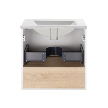 Комплект Qtap Robin 600х580х437 White/Whitish oak тумба підвісна + раковина врізна