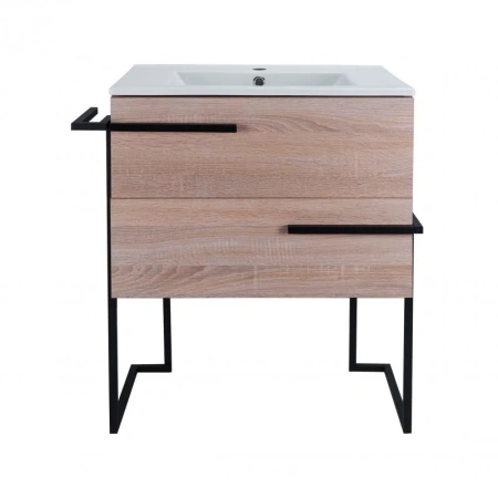 Комплект Qtap Taurus 700х800х437 Whitish oak тумба для пола + раковина врізна