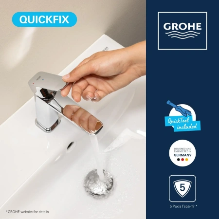 Фото Змішувач для раковини Grohe QuickFix Dice ES S-Size з донним клапаном