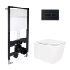 Готове рішення Qtap для ванної кімнати: підвісний унітаз Crow Rimless 485x340x330 + комплект інсталяції Standard (лінійна клавіша Black)