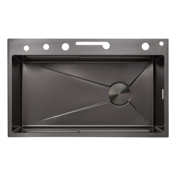 Кухонна мийка Kroner KRP Schwarze - SET7546ARTHM PVD (3.0/0.8 мм)