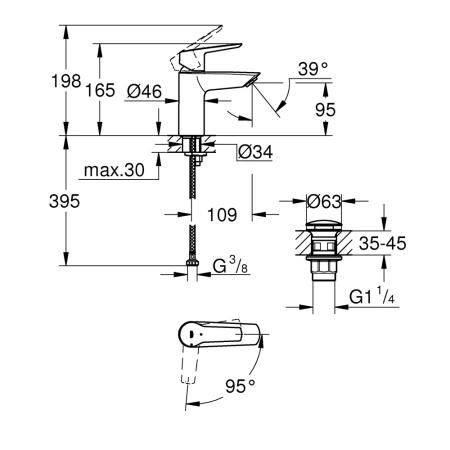 Фото Змішувач для раковини Grohe QuickFix Start S-Size