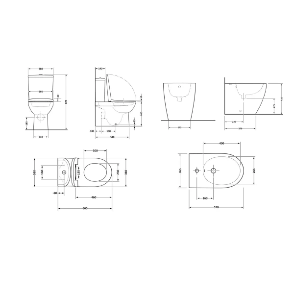 Акційний набір: Унітаз напольний Robin Ultra Quiet 660x360x855 Black + Біде напольне Robin 565x360x405 Black