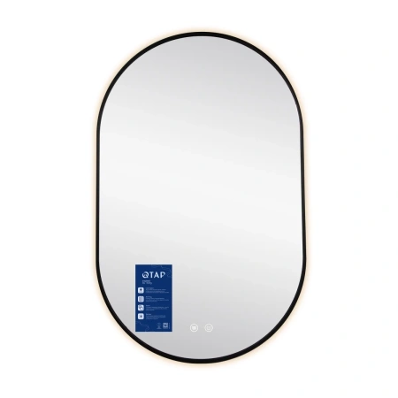 Дзеркало Qtap Scorpio (SC1) з LED-підсвічуванням Touch, з антизапотіванням, з димером, рег. темп. кольору (3000-6500K) Black