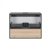Тумба підвісна Qtap Robin 600х476х437 Graphite/Whitish oak зі стільницею