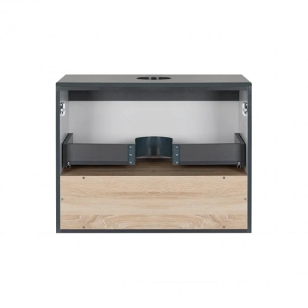 Тумба підвісна Qtap Robin 600х476х437 Graphite/Whitish oak зі стільницею
