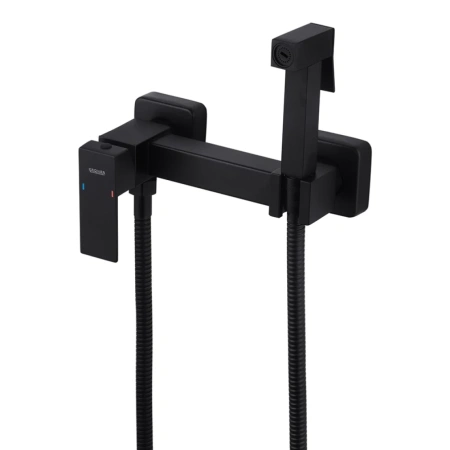 Набір для гігієнічного душу із змішувачем Kroner Kubus - SCH052 (чорний матовий колір)