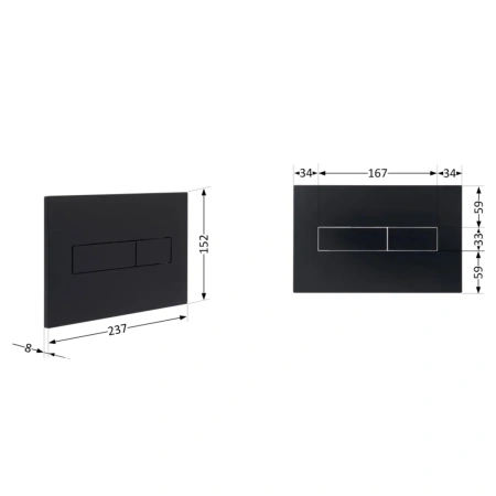 Клавіша змиву Qtap Standard 152x236x28 мм, Matt Black, лінійна
