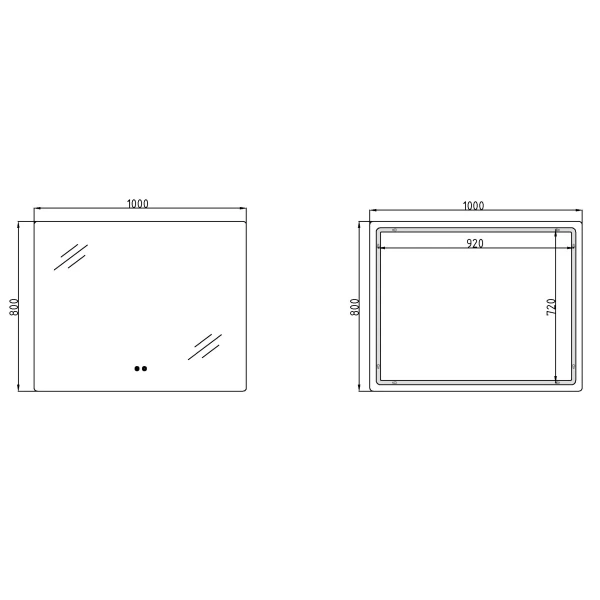 Дзеркало Qtap Taurus (TA2) 1000×800 мм з LED-підсвічуванням Touch, з антизапотіванням, з димером, рег. темп. кольору (3000-6500K)