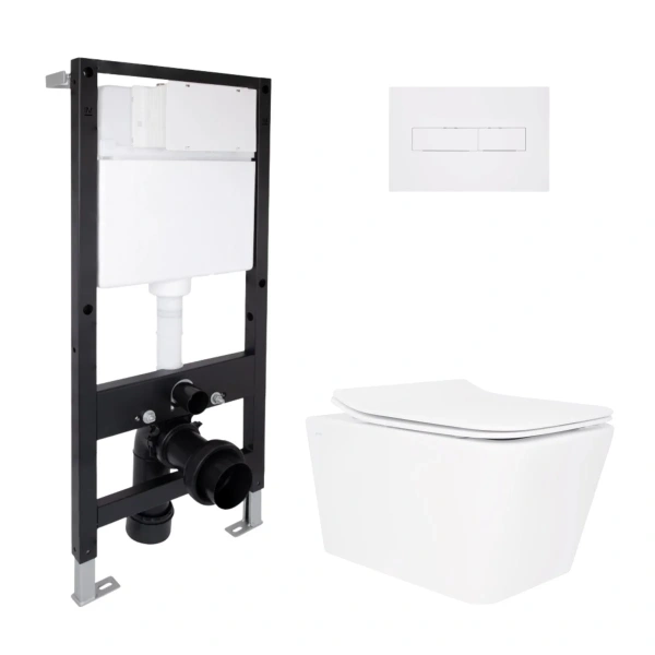 Готове рішення Qtap для ванної кімнати: підвісний унітаз Crow Rimless 520x360x290 + комплект інсталяції Standard (лінійна клавіша White)