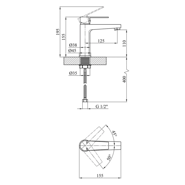 Фото Змішувач для раковини Kroner KRP Eifel - C010
