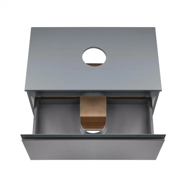 Тумба для підлоги Qtap Robin 700х616х437 Graphite/Whitish oak зі стільницею