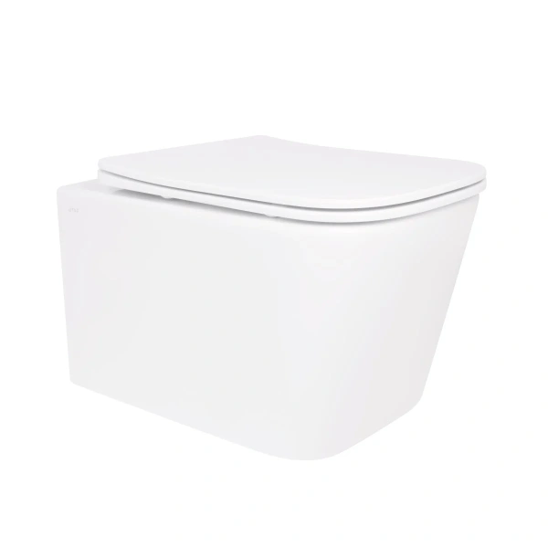Унітаз підвісний Crow Rimless 485х340х330 мм, White, з сидінням Slim Duroplast/ Soft-close/ Quick Release Qtap