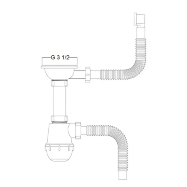 Фото Сифон для кухонної мийки Kroner KRP Siphon - 011 3 1/2"х50/40 мм