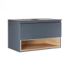Тумба підвісна Qtap Robin 800х476х437 Graphite/Whitish oak зі стільницею
