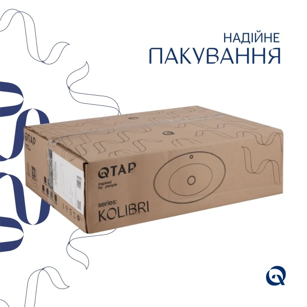 Комплект Qtap Kolibri: Раковина накладна овальна 500x360x140 мм White + Донний клапан PU02 QT10113054WN47311