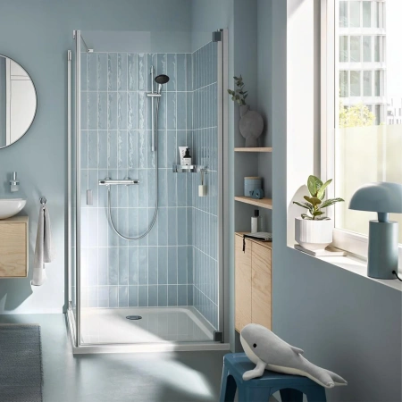 Фото Набір змішувачів Grohe Quickfix термостат для душу з душовим гарнітуром Precision Flow THM та змішувач для раковини StartEdge S-Size