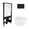 Готове рішення Qtap для ванної кімнати: підвісний унітаз Jay Rimless 485x360x320 + комплект інсталяції Standard (кругла клавіша Black)