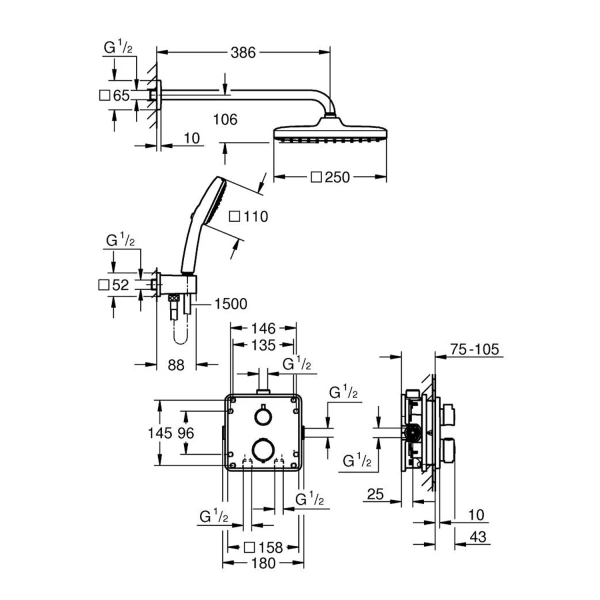 Фото Душова система термостатична Grohe QuickFix Precision з Vitalio Comfort 250