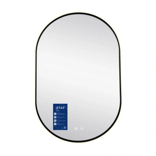 Дзеркало Qtap Scorpio (SC1) з LED-підсвічуванням Touch, з антизапотіванням, з димером, рег. темп. кольору (3000-6500K) Black