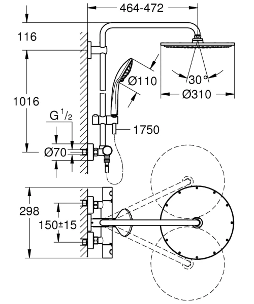 Фото Душова система GROHE EUPHORIA XXL SYSTEM 310
