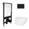 Готове рішення Qtap для ванної кімнати: підвісний унітаз Jay Rimless 520x360x320 + комплект інсталяції Standard (кругла клавіша Black)