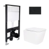 Готове рішення Qtap для ванної кімнати: підвісний унітаз Crow Rimless 485x340x330 + комплект інсталяції Standard (кругла клавіша Black)