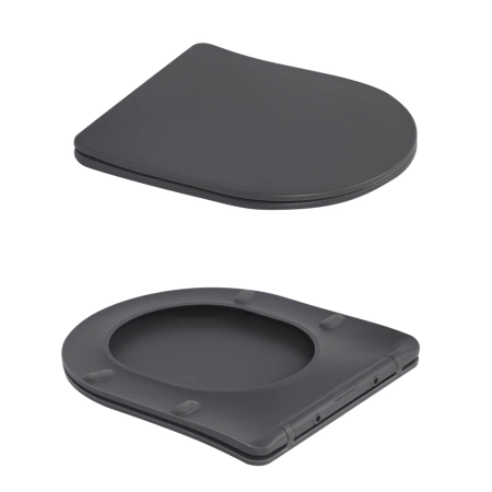 Унітаз підвісний у кольорі антрацит 490x365x325 мм з сидінням Slim Duroplast Qtap Robin